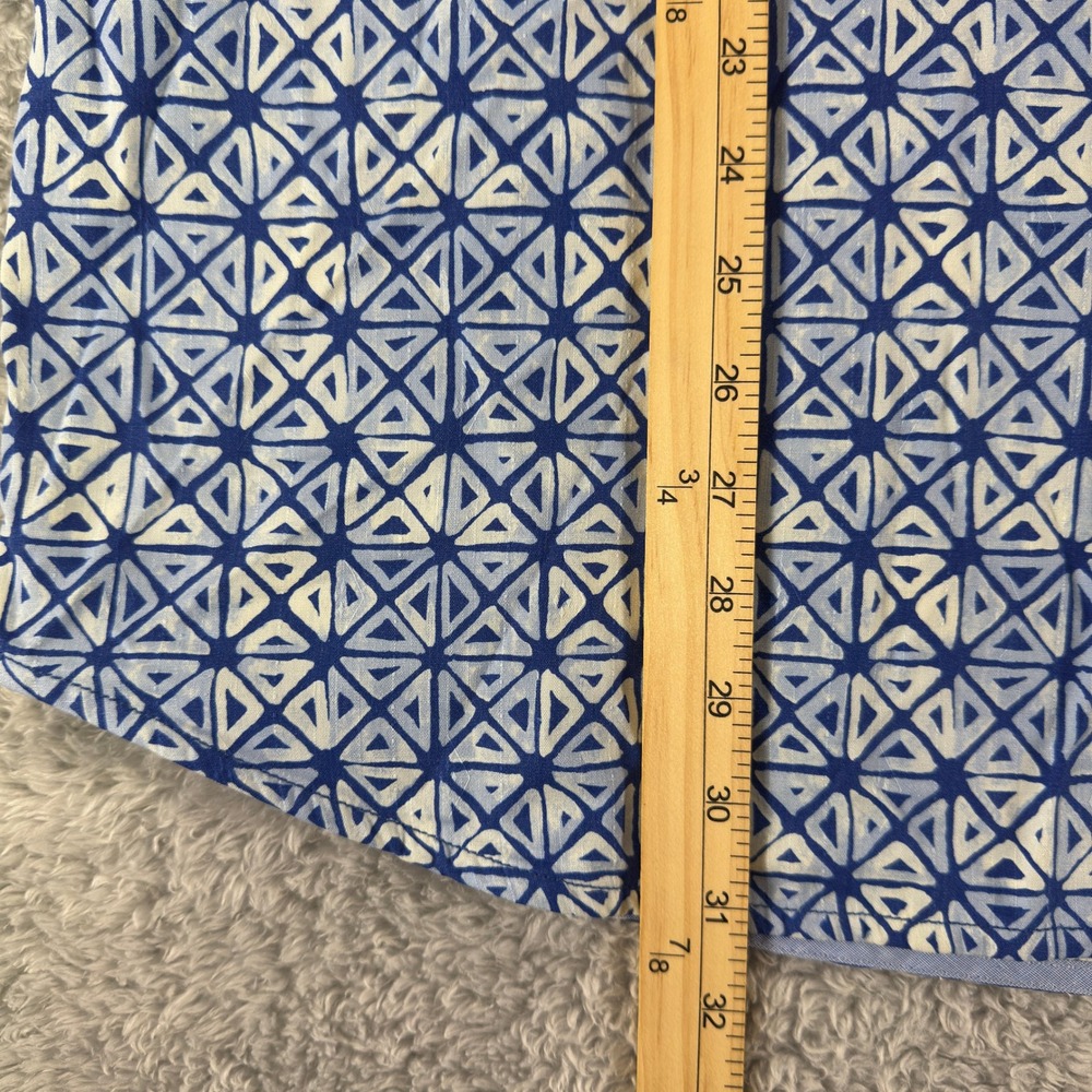 Tommy Bahama Mens XXL Blue White Geometric Silk Blend Coolmax Short Sleeve Shirt - Picture 7 of 9
